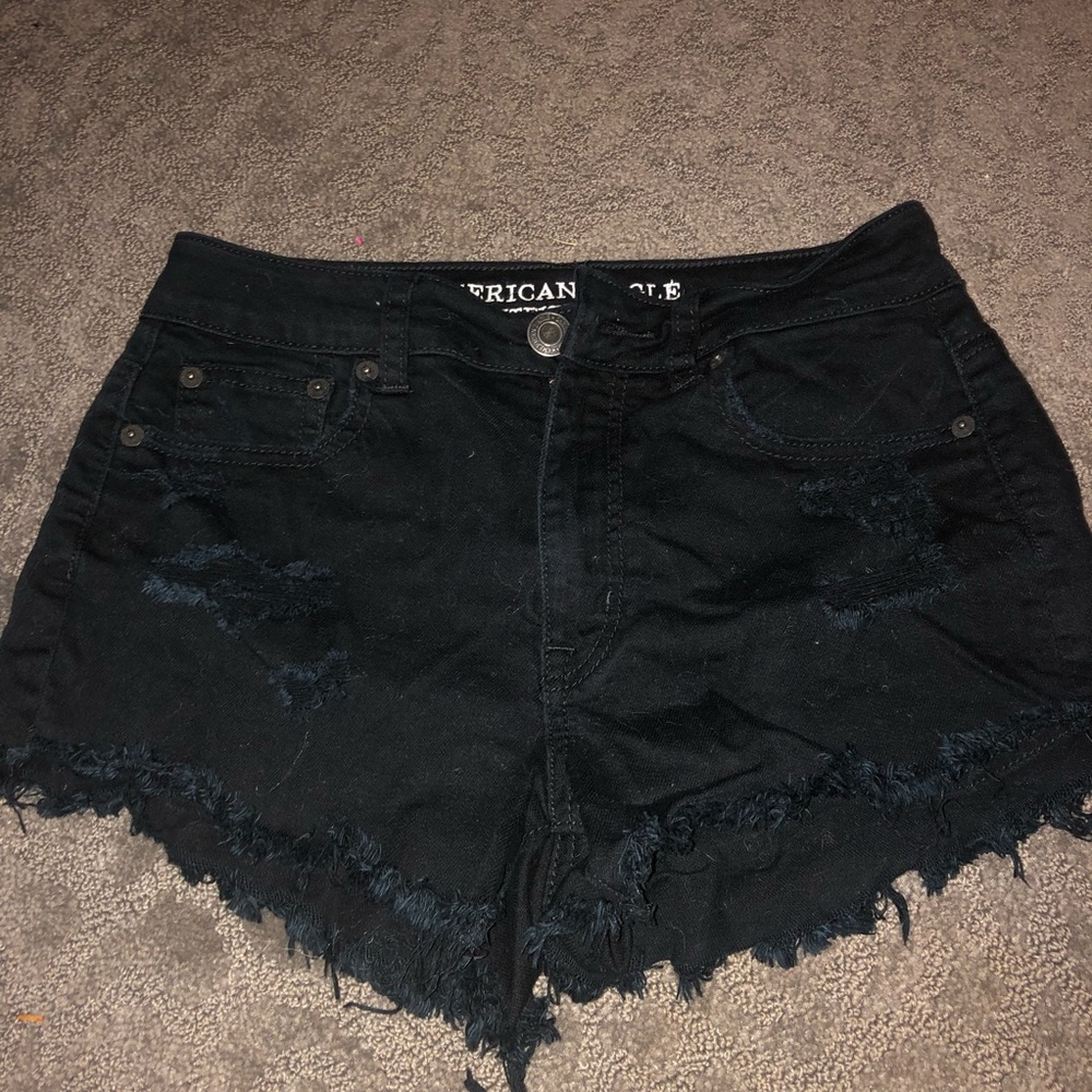 Black denim shorts